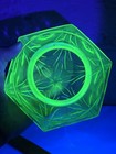 Antique Art Deco 1930s Uranium Glass Ceiling Globe Lamp Shade Hexagon Uv Glow