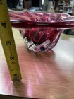 Vintage  Murano Large And Heavy Cranberry Clear Centerpiece Art Glass