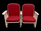 2 Theater Seats  Vintage Red Upholstered Tip-up Cinema Auditorium Seating  A64