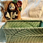 Signed Acme China 2 Planters  pixie Elf Pot  green Leaf Pottery Vintage Japan