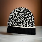 Nwt Michael Kors  Women Black white Monogram Beanie Hat  Os ret    58 00