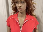 Slazenger Coral W  White Trim Collared Women s 1 4 Zip Golf Shirt Sz Xs Euc