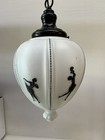 Vintage Art Deco Style White Milk Glass Pendant Light Hanging Ceiling Fixture