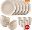 18pcs Wheat Straw Dinnerware Set Unbreakable Lightweight For Daily Use