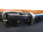 Vtg Harold Powell Italy Black Croco Leather Silver Buckle Belt Men 36  34 -38 
