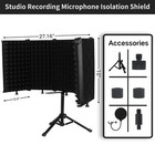  Microphone Isolation Shield 5 Panels Pop Filter Tripod Stand 