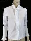 Vtg 70s Victorian Edwardian Steampunk Ascot Minimalist White Cotton Blouse S m