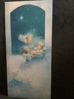 Vintage Christmas Glittered Greeting Card Cute Angels Unused emv