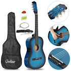 Beginners Acoustic Guitar W guitar Case  Strap  Tuner   Pick Steel Strings Blue