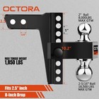 Adjustable Trailer Hitch Ball Mount Fits 2 5  Receiver  2   2-5 16  Ball 8  Drop