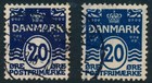 Denmark Scott 64-shade afa 66a  20   Black-blue Wavy Lines  Vf Used