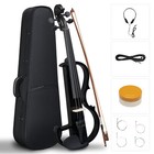 4 4 Full Size Electric Violin Set - Black  Strings Set  Piano Finish   Headphone