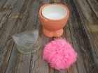 Vintage Giftique  the Owl  Dusting Powder Container 1978 Mod Plastic 70s Pink