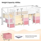 Low Loft Bed Twin Size 9 Drawers Led Lights White Staircase Under Bed Playhouse