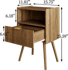 Nightstand modern Bedside Table With Storage Drawer And Open Wood Shelf  Accent