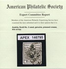 Austria  Sc  2c W cert - 2kr Black   Imperf  - Used