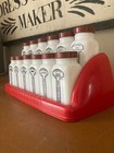 Vintage Griffiths    Set Of 12 Milk Glass Spice Jars Bakelite Rack Stand 