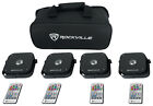 Rockville 4 Pack Mini Rf1 V2 Black Rgbwa uv Dj Par Wash Up Lights bag rf Remote