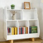 3 Tier Wood Kids Bookshelf Book Storage Display With 5 Open Storage Boxes White 