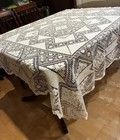 Antique 1920s Italian Filet Net Lace Embroidered Linen Tablecloth 56x57 Pristine