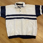 Vtg Greenline International 80s Color Block Navy Blue White Stripe Golf Polo M l