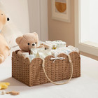 Hblife Baby Diaper Caddy Paper Rope Storage Basket Nursery Bin W  Removable Divi