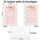 25 Floral Bow Girl Baby Shower Invitations With Envelopes Announcement Cards