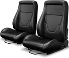1 Pair Universal Classic Obs Style Seats W Dual Lock Sliders  Bucket Seats Black