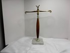 Vintage Wood Brass Marble Balance Scale Of Justice - Antique Decor