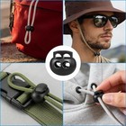 30 Pcs Black Plastic Spring Cord Lock Toggle Stopper  Double Hole Drawstring    