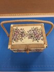 Azar Vintage Tapestry Sewing Basket Floral Design Craft Storage Organizer Box