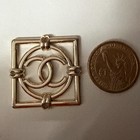 Chanel Cc Logo Button Sew-on Emblem 35x35mm Gold Tone Square Large 4-hole