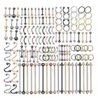 150-151pcs Body Piercing Jewelry Kit - 14g 16g 20g Stainless Steel Rings For Nos