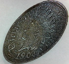1904 World s Fair St Louis Elongated Cent Pressed On A Nice 1904 Indian Penny