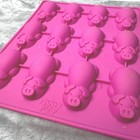 Piggy Pop Silicone Baking Mold Retro Pink 12 Cavity Pig Shaped Tray For Snacks