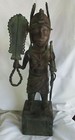 Antique African Large Tribal 24  Benin Bronze Warrior Sculpture Nigeria