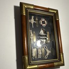 Nautical Shadow Box Ship Model Maritime Knots Brass Wood Framed Decor