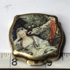 Vtg Stratton England 1 1 2    Mini Victorian Snuff pill trinket Box Golden Trim