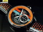 New Invicta Men s 48mm Racing Gpx Chronograph Orange blue Dial Leather Ss Watch