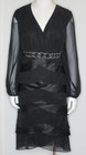 Alex Evenings Black Cocktail Dress - Size 24w - Elegant Ruffle Sheer Long Sleeve