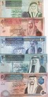 Jordan Set 5 Unc 1 5 10 20 50 Dinars 2019-2021 P 34 35 36 37 38