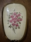 1950s Victorian Style Gold Plate-golden   Pink Floral Vanity Hair Brush-usa Made