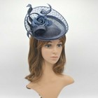 Mf926 navy Blue kentucky Derby Wedding Church Easter Sinamay   Flower Fascinator
