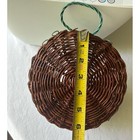 Wall Hanging Display Basket Bundle Lot Wicker Green Metal Detail Leaf Vintage