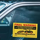 50 Final Warning Stickers  Parking Violation Notice Vehicle Is Fluorescent