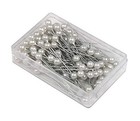 100pcs  1 Box  White Round Pearl Headed Pins Straight Head Pins Dressmaking 