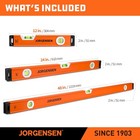 Jorgensen 3pcs Aluminum Spirit Level Set 12  24  48  Torpedo Levels 45   90   180  