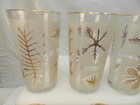 8 Vintage Libbey Gold Leaf Drinking Glass Tumblers Gold Rim Frosted  q80jk 