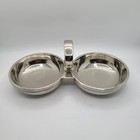 Vintage Metal Chrome Double Candy Nut Dish With Handle Home Decor Charcuterie