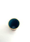 Beautiful Vintage Brass   Enamel Cloisonn   Blue Floral Thimble  Flower Sewing